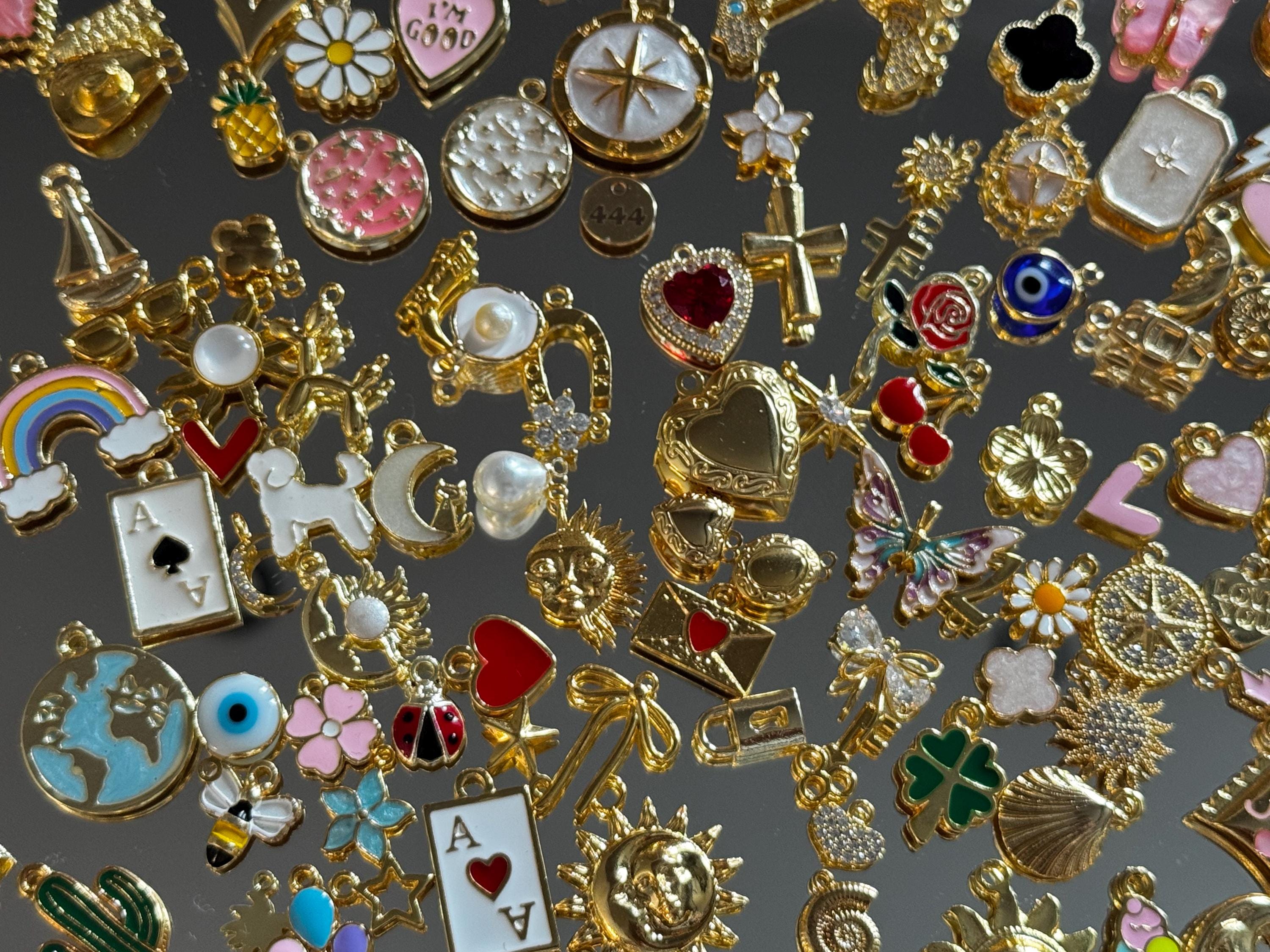 Assorted Gold Charms Bulk, Random Charm Mix, Jewelry Making Supplies, DIY Necklace Bracelet Charms, Wholesale Charms