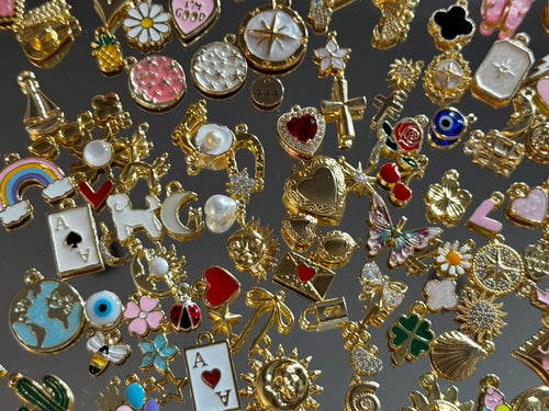 Assorted Gold Charms Bulk, Random Charm Mix, Jewelry Making Supplies, DIY Necklace Bracelet Charms, Wholesale Charms