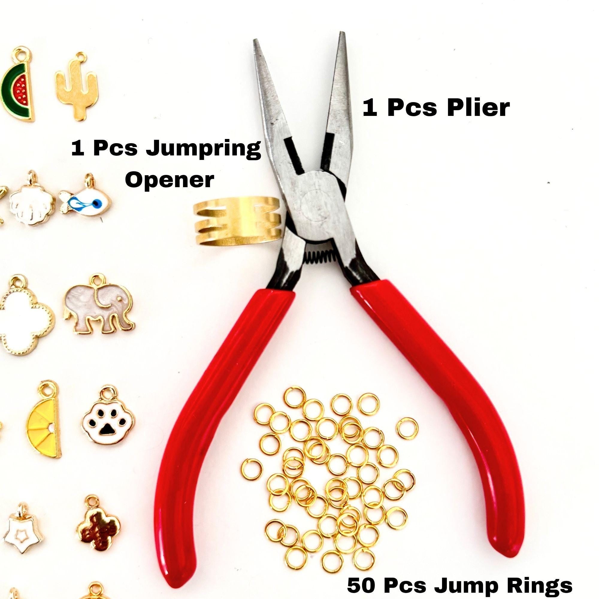 DIY Charm Bracelet Making Kit, 50 Gold Charms, 5 Paperclip Bracelets, Jump Rings & Pliers, Jewelry Craft Christmas Gift for Teens  Adults